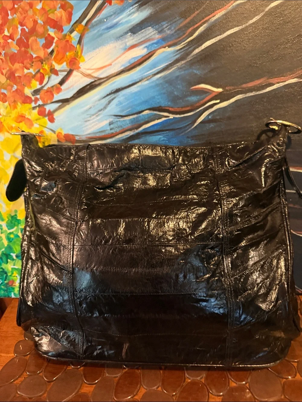 💚Shiny Very Soft Leathe, Shoulder Bag with Gold Hardware